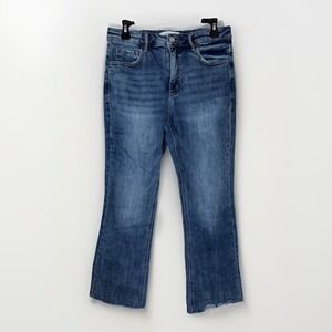 Lovervet Vervet Cropped Flare Jeans Womens 30/11 Raw Hem Stretch Blue Jeans